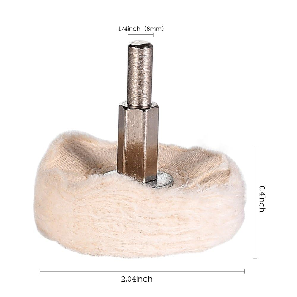 4 Pcs Cotton Buffing Polishing Wheel for Drill White Flannelette Cone/Column/Ball/T-Shaped Pad with 1/4" Handle for Polishing Mag Rims, Aluminum,Stainless image number 1