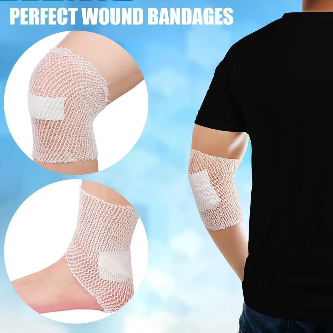 Elastic Net Dressing Breathable Tubular, 2Roll Wound Dressing Elastic Mesh Nets, Breathable Cuttable Bandage Stretchable Wrap,Tubular Bandage Gauze Sleeve Tubular Net image number 3