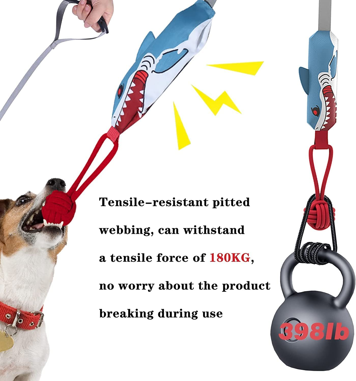 Squeaky Dog Tug Toys, Dog Chew Toys Dog Rope Toys with Strong Handle for Tug of War Puppy Training Play Durable Interactive Dog Toys for Small Medium & Large Dogs (Handle Tug)