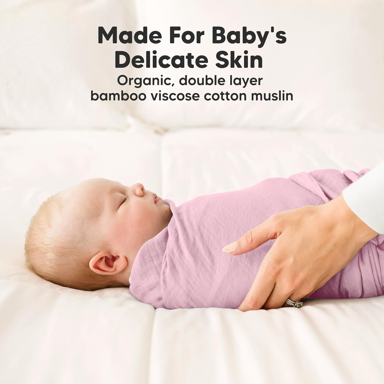 4-Pack Muslin Swaddle Blankets for Baby Boys, Girls - Organic Baby Blankets for Girl, Boy, Baby Swaddle Blanket Unisex, Receiving Blankets, Swaddles for Newborns, Newborn Baby Essentials (Lavender) - Mirage image number 7