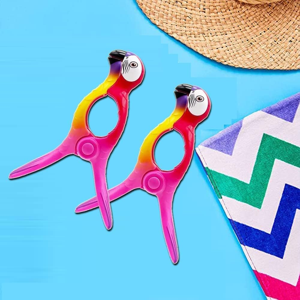 2 Pcs Beach Towel Clips, Lounge Chairs Clips, Parrot Towel Clips for Beach Chairs, Strong Towel Clips for Keep Your Cloth or Towel from Blowing for Cruise, Beach, Patio, Pool image number 5
