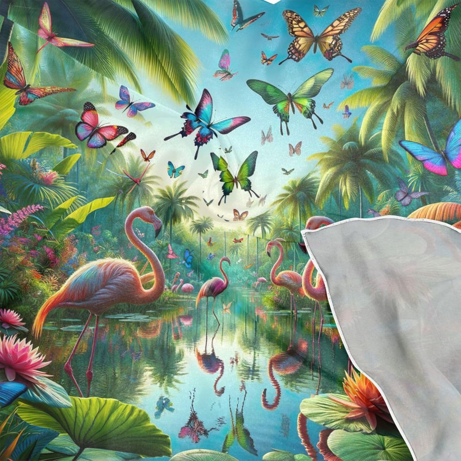 Camouflage Women'S Fashion Square Satin Headscarf Headdress Silk Scarf - Butterflies And Dragonflies image number 2