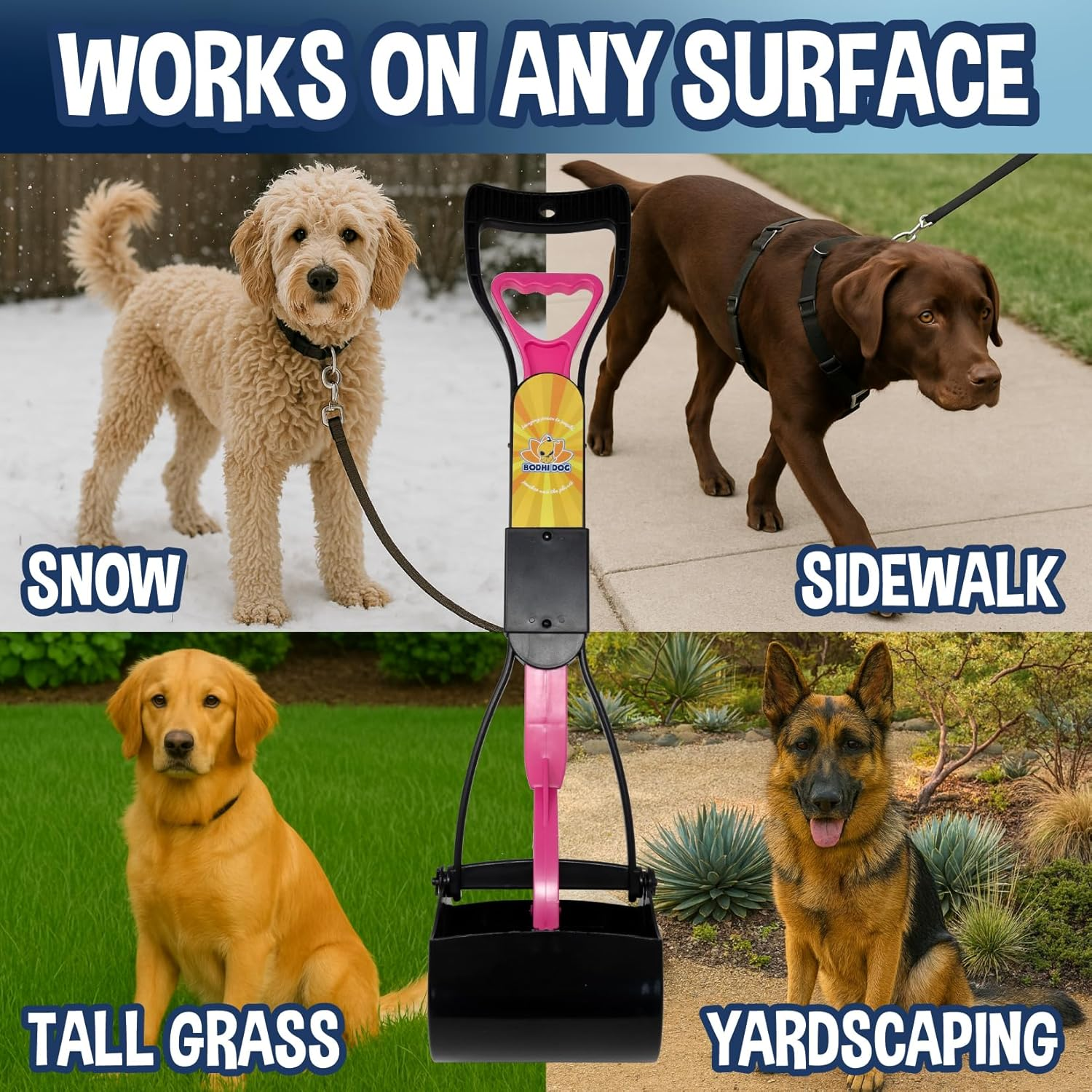 Bodhi Dog Complete Poo Pack | 24" Pooper Scooper, Poop Bags, and Pet Dog Waste Bag Holder | Perfect for Small, Medium, Large, XL Pets - Great for Grass and Gravel