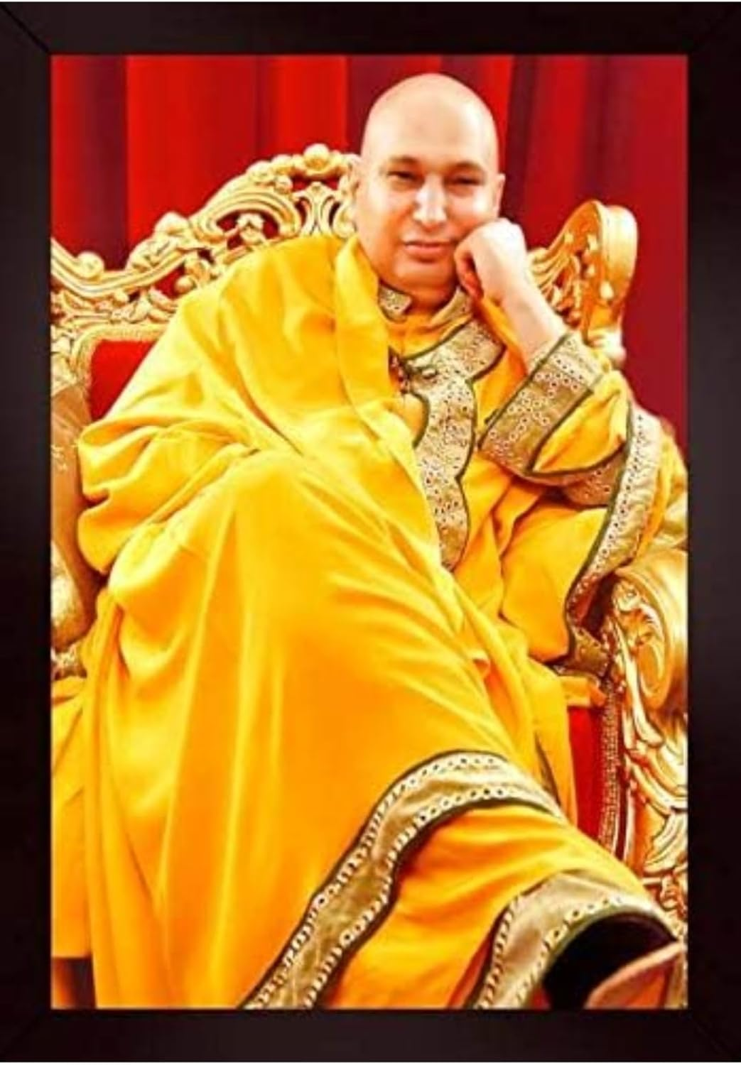 Photo Frame Guruji/Mere Guru Ji Palanhar/Jai Guruji Photo Frame Swaroop Blessings Always Guru Ji Frame for Home/Office/Shops/Gifting (Yellow Chola)(Wall Hanging)(Pack of 1) (Jai Guru Ji)