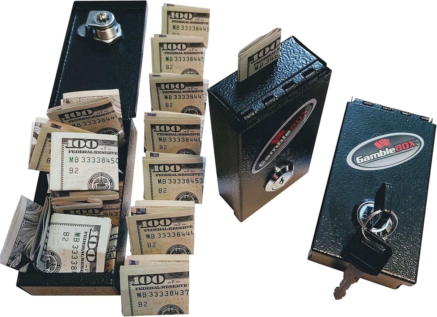 Gamble Box Metal Gambling Casino Cash Bank Box Stops Addictive Urges Best Gambling Tricks Tips Bring Home More Cash Leave Keys Home Fold Slip Some Cash Bills in Leave Casino'S with Locked up Cash image number 3