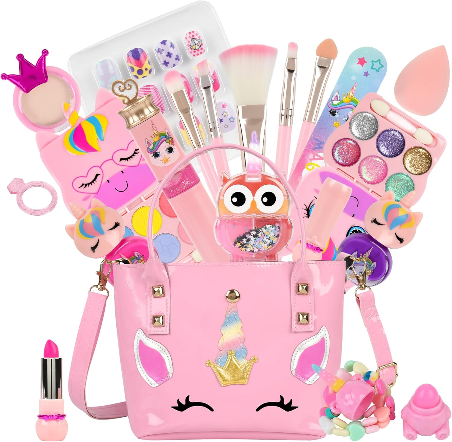 Kinderlolo Makeup Kit for Kids, Washable Cosmetic Set as Princess Birthday Gift Toy with Bag, Children Cosmetic Beauty Set for Girls Age 4 5 6 7 8 9 10 Year Old image number 5