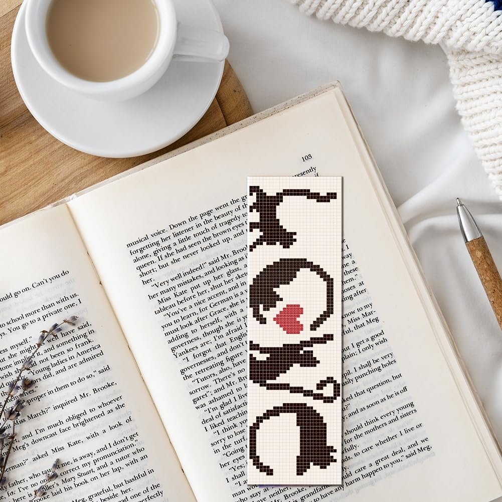 FREEBLOSS 6 Set Cross Stitch Bookmark Kit Stamped Cross Stitch Kit Black Cat Embroidery Set with Instruction for Adults 6X20Cm - Beach Animals image number 3