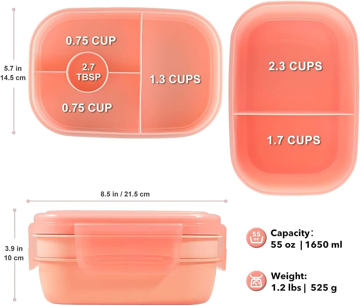 Uandhome Bento Box Adult Lunch Box ，72Oz Stackable Bento Lunch Box for Adults, 3 Layers Bento Lunch Containers Leak-Proof Lunchbox with Utensil Sauce Dressing Containers for Dining Out,Work (Pink) image number 4