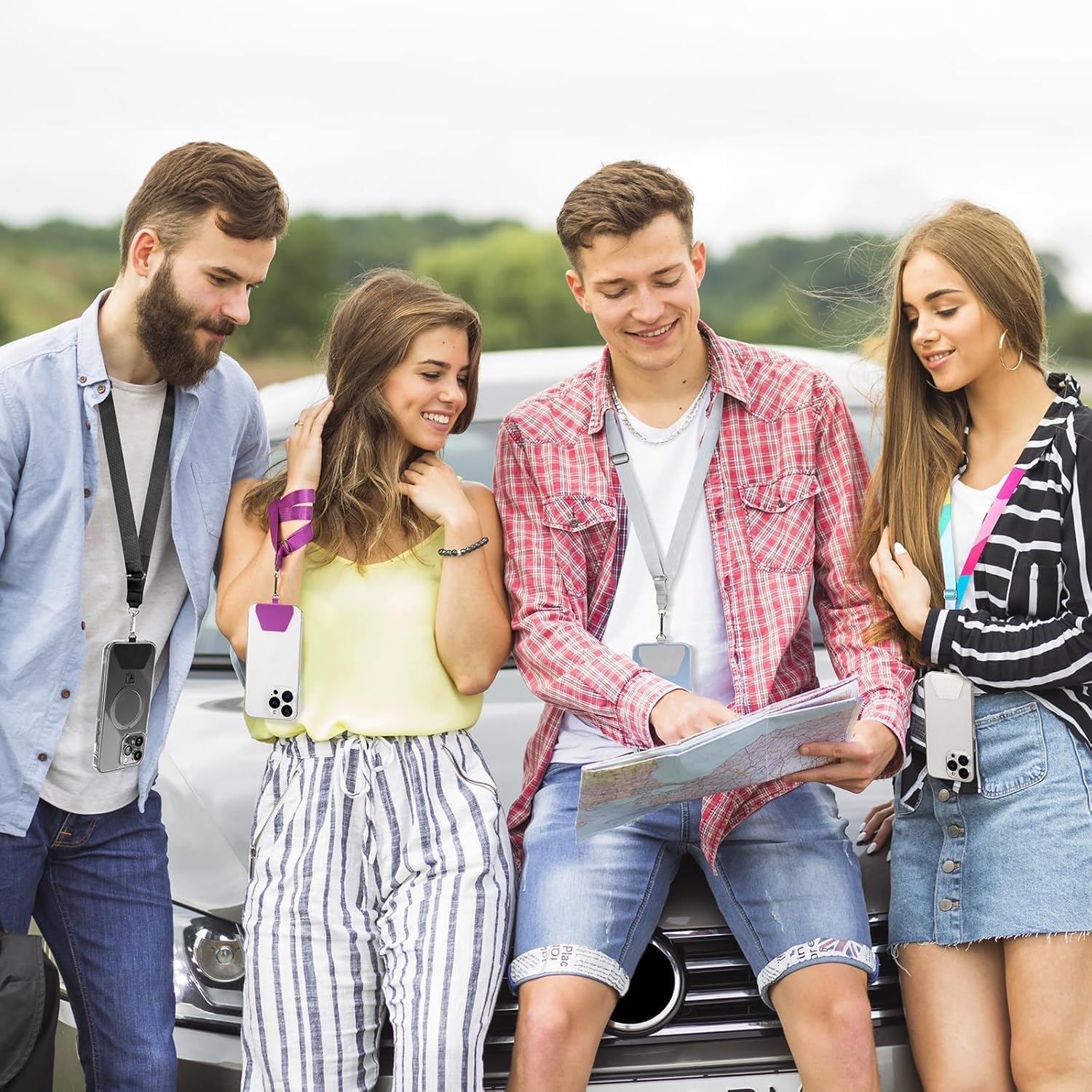 Phone Lanyard 2 Pack, JOMWEN Adjustable Neck Strap for Iphone and Most Smartphones, Multifunctional Crossbody Lanyard with Phone Tether Tab for Women and Men (Black+Gray) image number 5