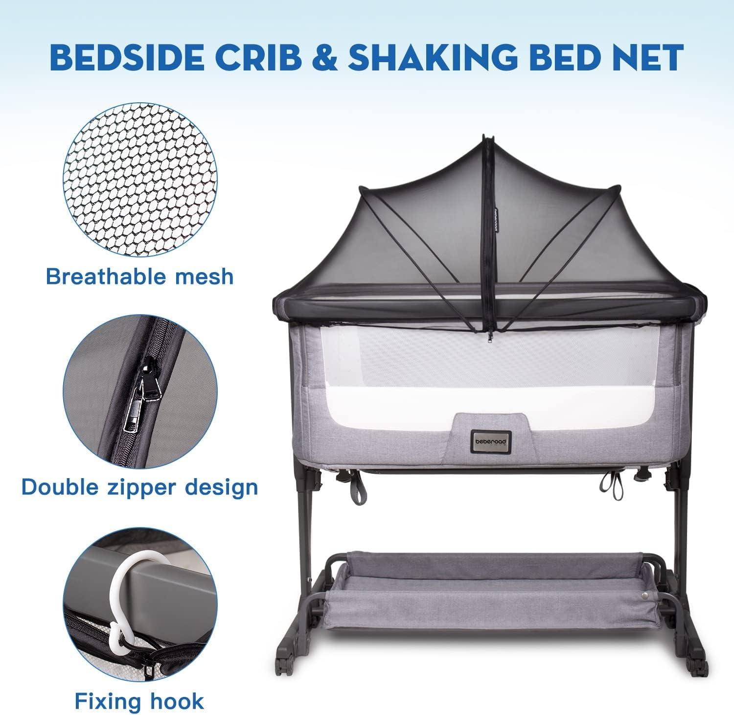 Bassinet Mosquito Net Cover - Protect Your Baby with a Mesh Cover for Bassinets, Bedside Sleepers, and Travel Cribs, Keeping Cats and Mosquitoes at Bay (Black) image number 1