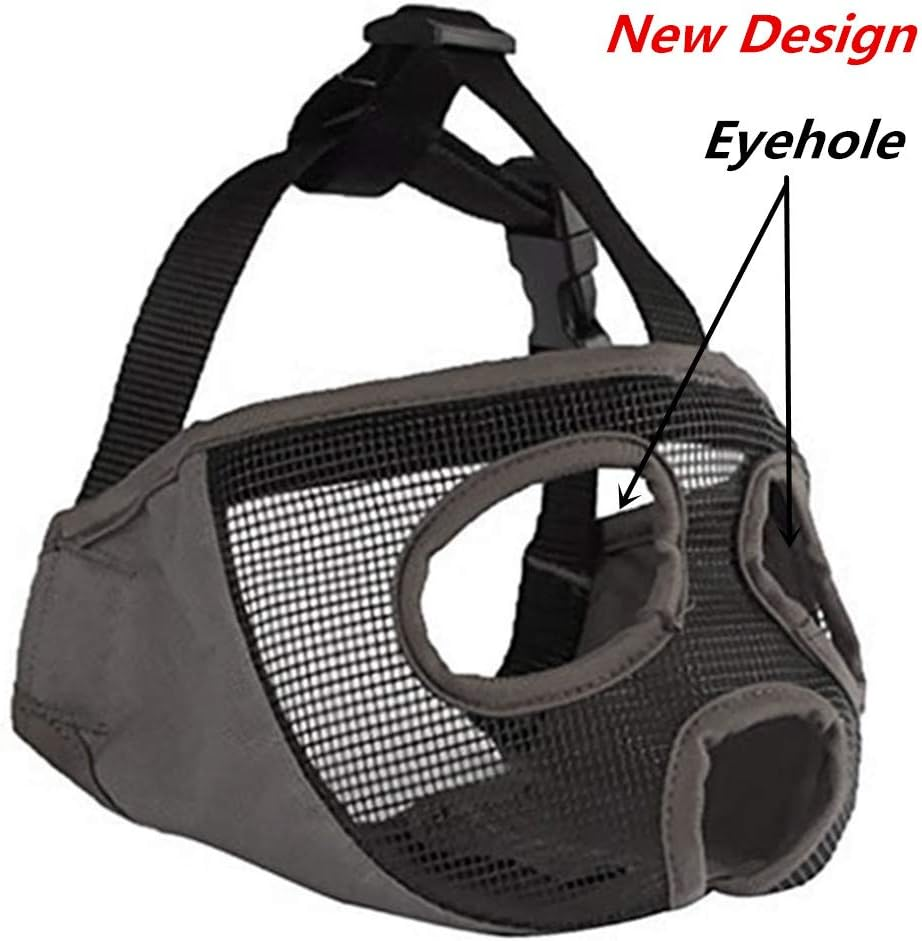 JYHY Short Snout Dog Muzzles- Adjustable Breathable Mesh Bulldog Muzzle Biting Chewing Barking Training Dog Mask, Gray L image number 3