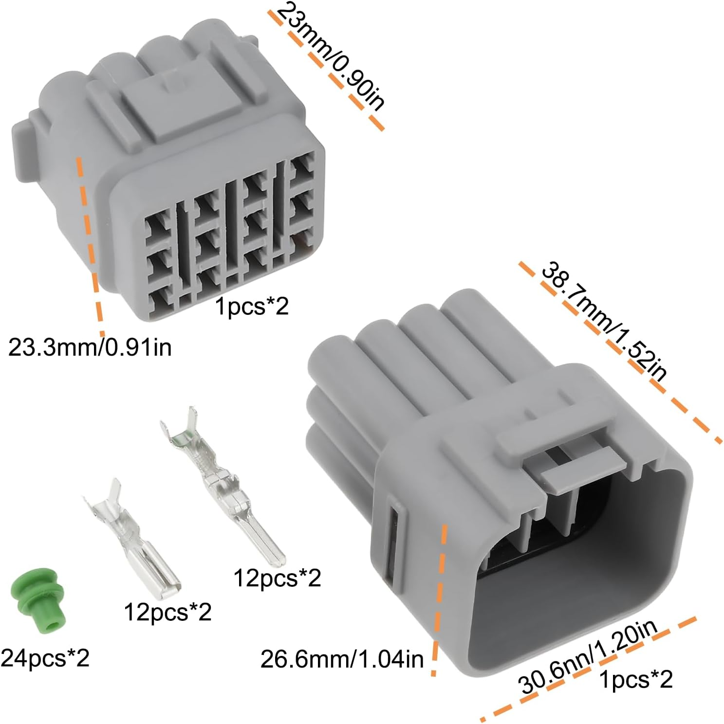 LT Easiyl 2 Pairs 12-Pin Waterproof Electrical Connector Plug Set Male and Female Socket with Terminals and Seals for Car Boat Motorcycle ATV Wiring image number 6