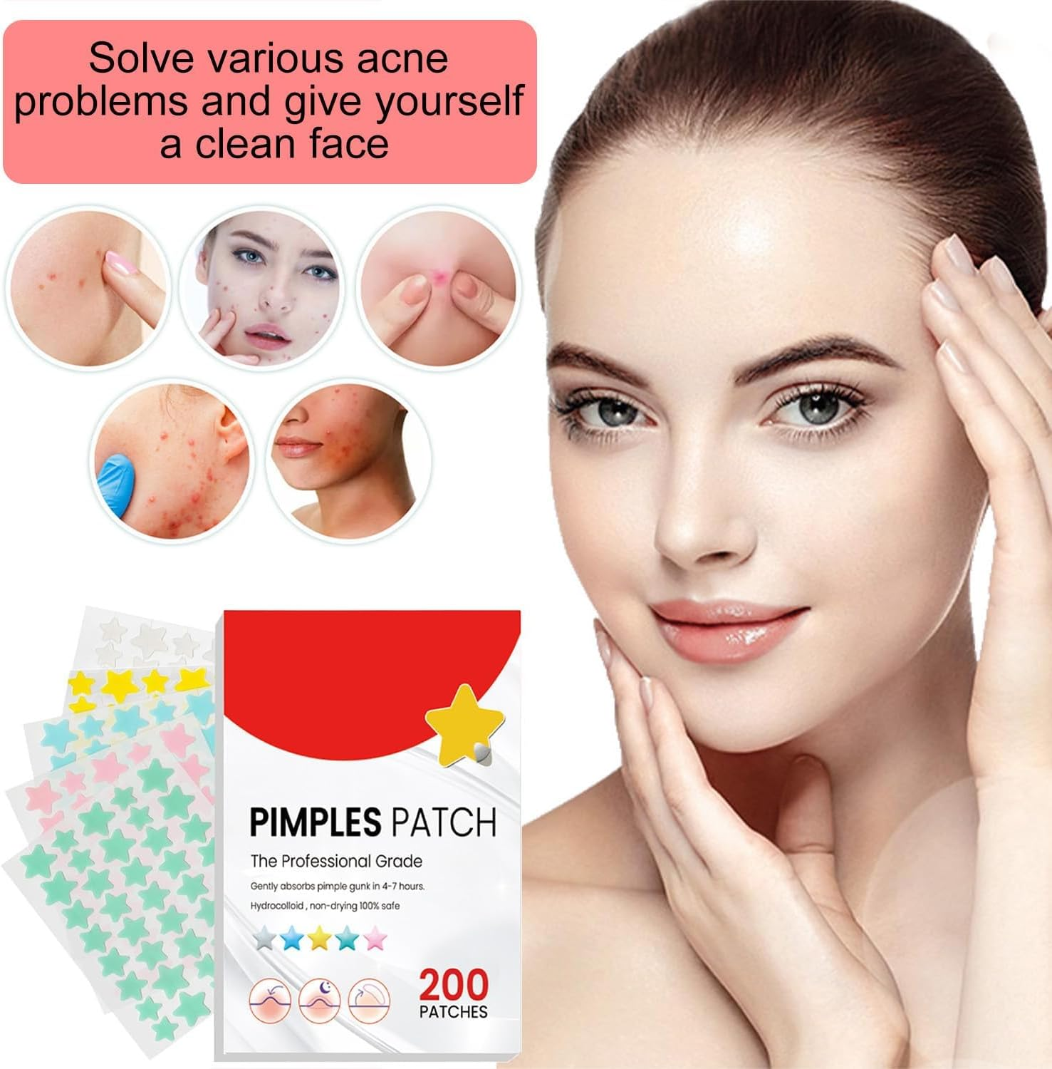 200Pieces Hydrocolloid Spot Patch for Blemish-Prone Skin &ndash; Invisible Acne Cover, Breathable & Waterproof, Gentle Skin Support image number 4