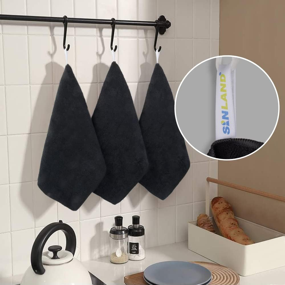 Sinland Microfiber Dish Cloth Cleaning Towel Super Absorbent Dish Rags (30Cmx30Cm, Blackx12) - Greyx12 image number 4