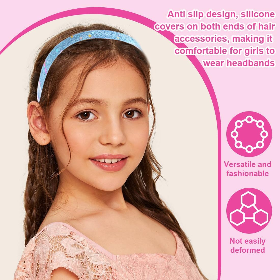 Pack of 4 Glitter Headbands, Colourful Hair Accessories, Headbands, Glitter Rainbow Hair Bands, Glitter Girls Headbands, Sequins Hair Accessories for Children Women