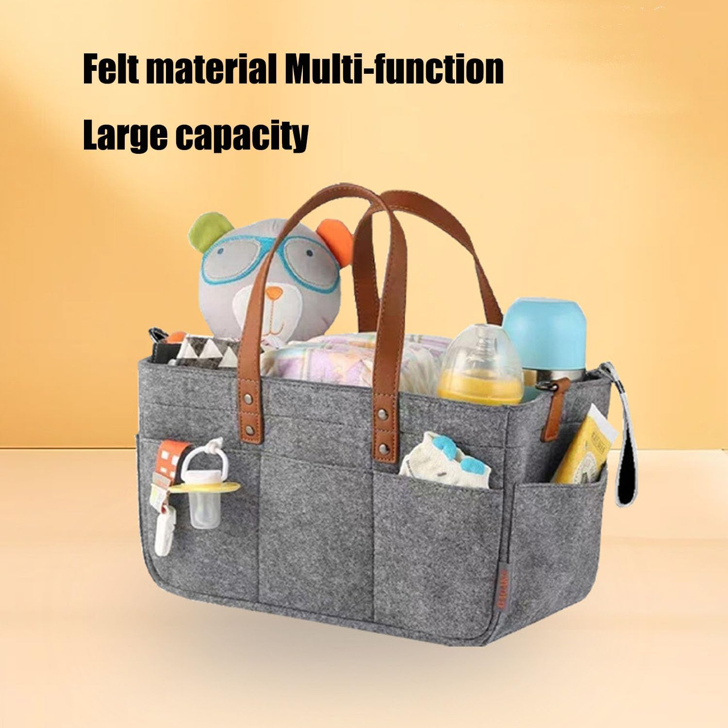 Mtxorvix Baby Diaper Caddy Organizer, Large Capacity Baby Diaper Caddy Organizer, Luxury Diaper Organizer, Portable Nursery Essentials Storage Diaper Caddy for Newborn Boy and Girl (Grey) - Grey image number 5