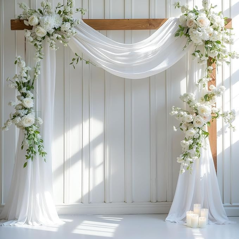 Acemedia Wedding Arch Draping Fabric, 1 Panel 28" X 19Ft White Arch Drapes Sheer Backdrop Curtain for Ceremony Party Ceiling Decor image number 5