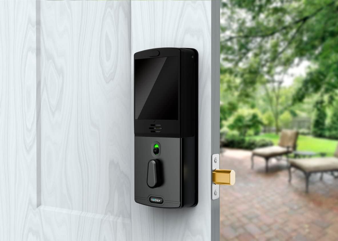 Lockly Smart Lock. Wifi Video Smart Lock, Keyless Entry Fingerprint Access. Vision Elite Deadbolt Digital Front Door Lock Matte Black