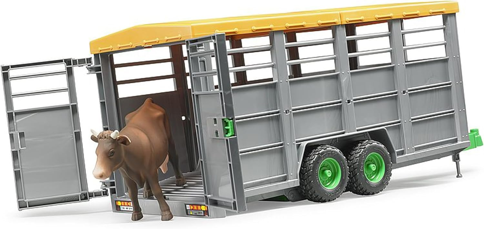 Bruder Livestock Trailer Vehicle with 1 Cow, Brown/Black, One Size