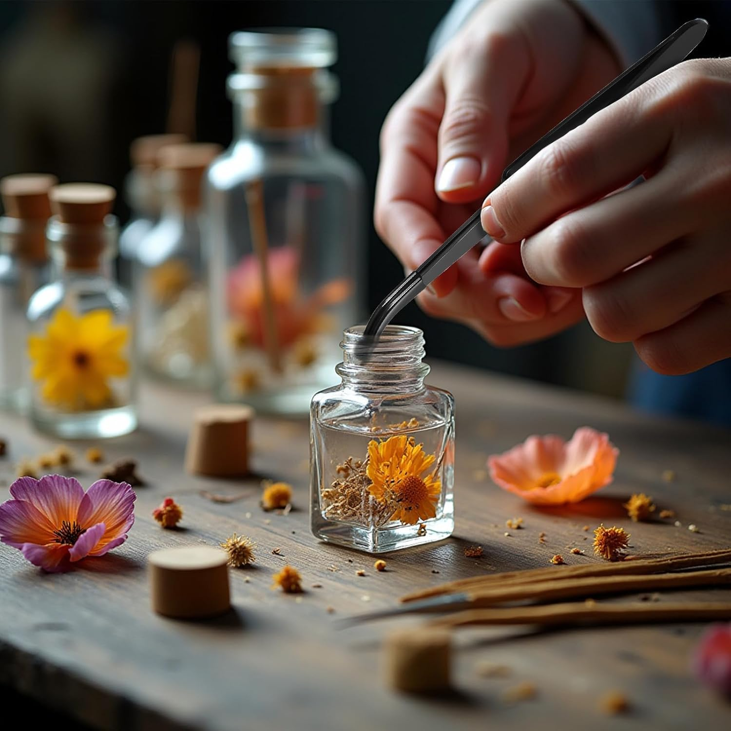 Reverse Tweezers for Crafting, 2 Pcs Rubber Tipped Tweezers Stainless Steel PVC Coated Bent and Straight Flat Tip Cross Locking Precision Tweezer Set for Crafts Jewelry Beads Coins Electronic (Black) image number 3