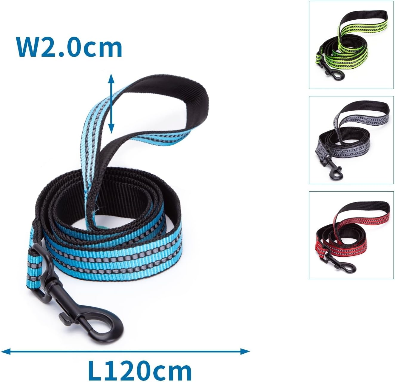 Reflective Nylon Dog Leash - Heavy Duty, Adjustable, with Ergonomic Design, Ideal for Safe Walking and Training. image number 3