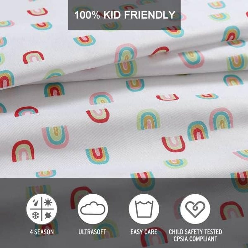 Eddie Bauer Kids - Full Size Sheets, Stain Resistant Kids Bedding, Ideal for Toddler Bedding Set (Sunnyvale Rainbow White, Full) image number 5