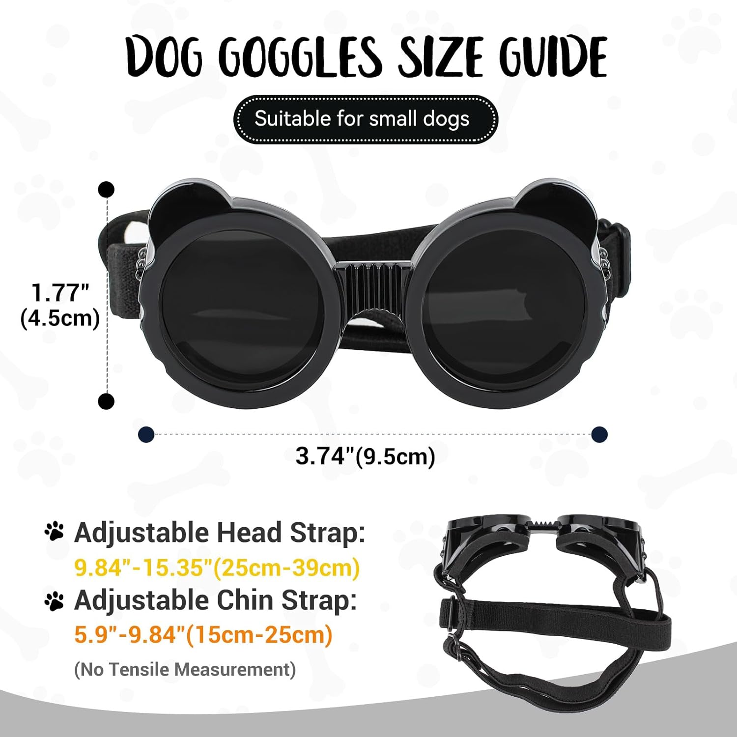 Enjoying Dog Sunglasses Small Breed, UV Protection Goggles for Dogs Small Breed, Outdoor Doggy Goggles, Anti-Fog/Wind/Dustproof Dog Glasses for Small Dogs Eye Protective, Panda Black - Grey image number 5