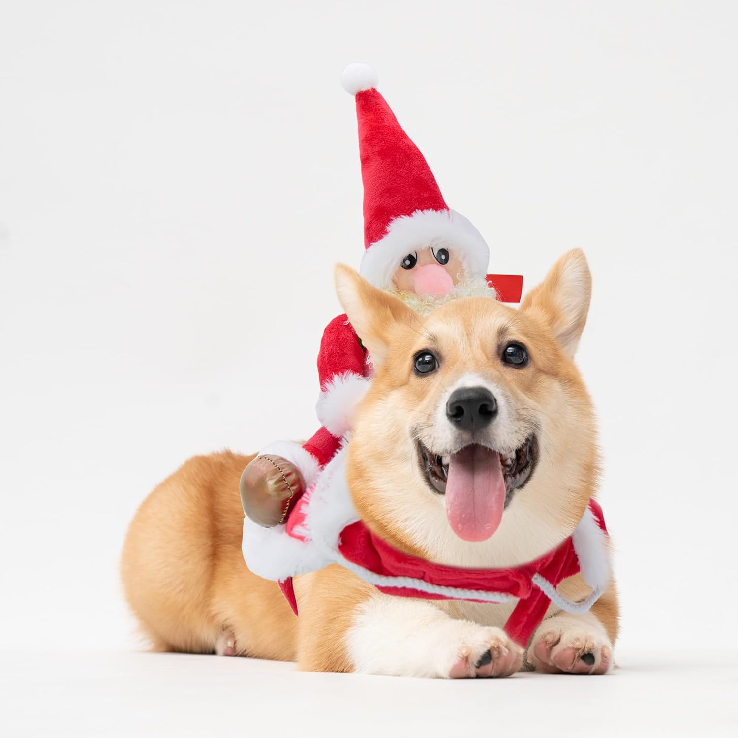 NACOCO Santa Dog Costume Christmas Pet Clothes Santa Claus Riding Pet Cosplay Costumes Party Dressing up Dogs Cats Outfit for Small Medium Dogs (Small) image number 3