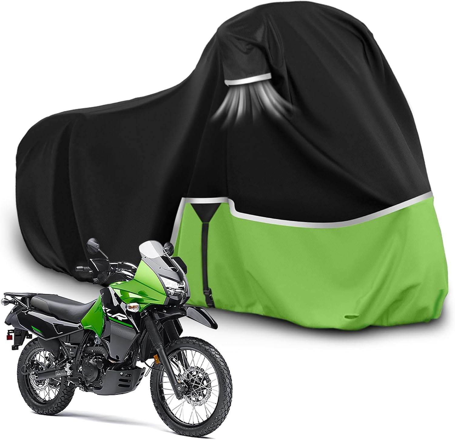 Waterproof Motorcycle Cover Replace for Kawasaki KLR 650 Versys X300 650 without Trunk Models, 420D Oxford Cloth Motorcycle Cover for Snow Rain Dust Protection