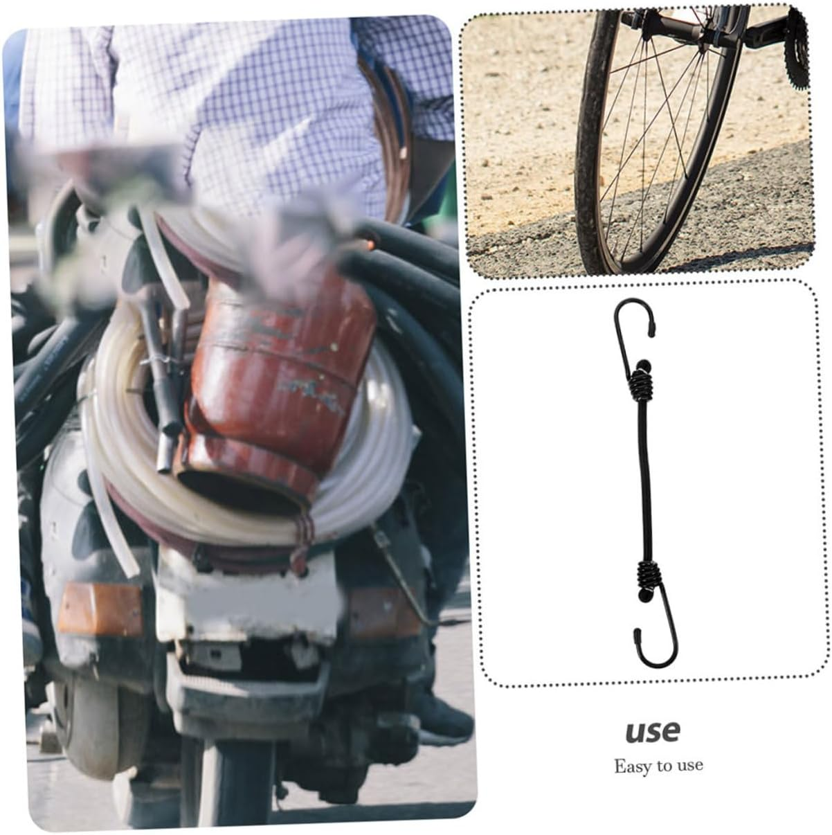 ULTECHNOVO 4Pcs Elastic Luggage Rope Straps Bungee Cords Hooks Versatile Luggage Straps for Suitcases Carabiner Clips for Secure Tie Down image number 4