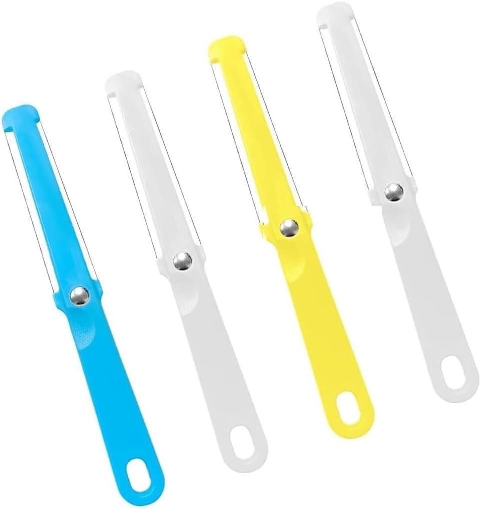 Leanockesa 4-In-1 Cheese Slicer Wire Set, Plastic Butter Knife, Pizza Candy Knife, Bread Knife, Kitchen Gadget, Cheese Cutter, Handheld, 2-Side Wire Blade image number 1