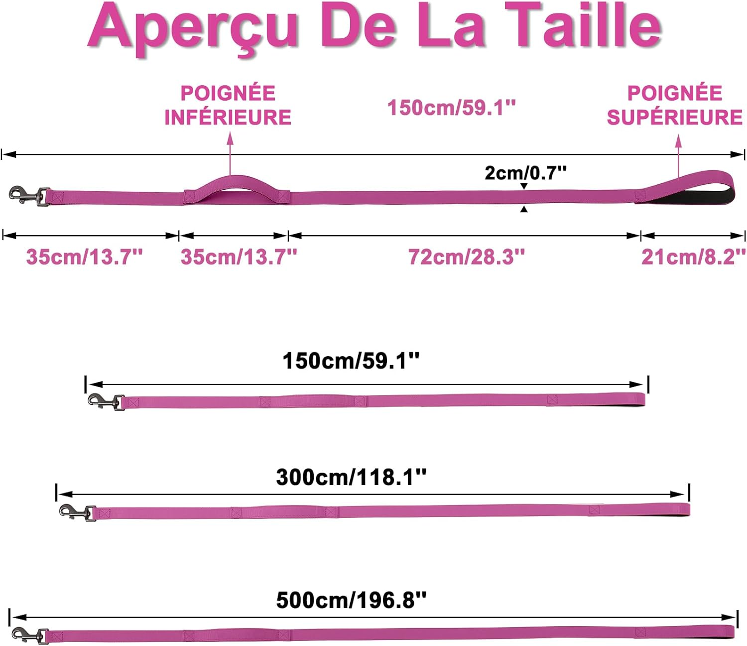 COMSLE Recall Lead for Dogs, 1.5 M / 3 M / 5 M Robust Long Dog Lead Reflective Training Lead with Padded Handle and Hand Strap, Training Lead for Small to Large Dogs