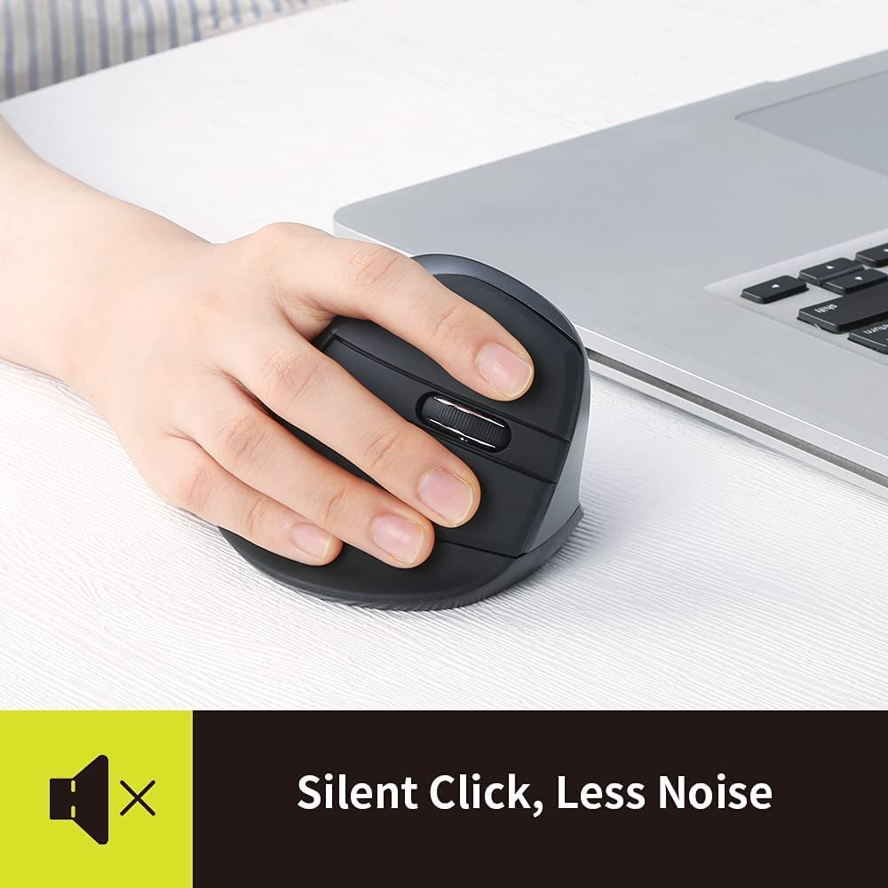 Delux M618Mini Db-Grey Wireless Ergonomic Vertical Mouse, Dual Mode Silent Mouse with 2 Channel Bluetooth and USB Receiver, 3 Device,6 Buttons and 2400 DPI for PC Laptop Computer image number 1