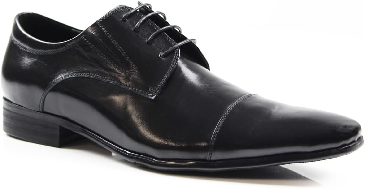 Zasel Mens Parker Leather Lace up Work Formal Dress Casual Shoes Black 46 Standard image number 3