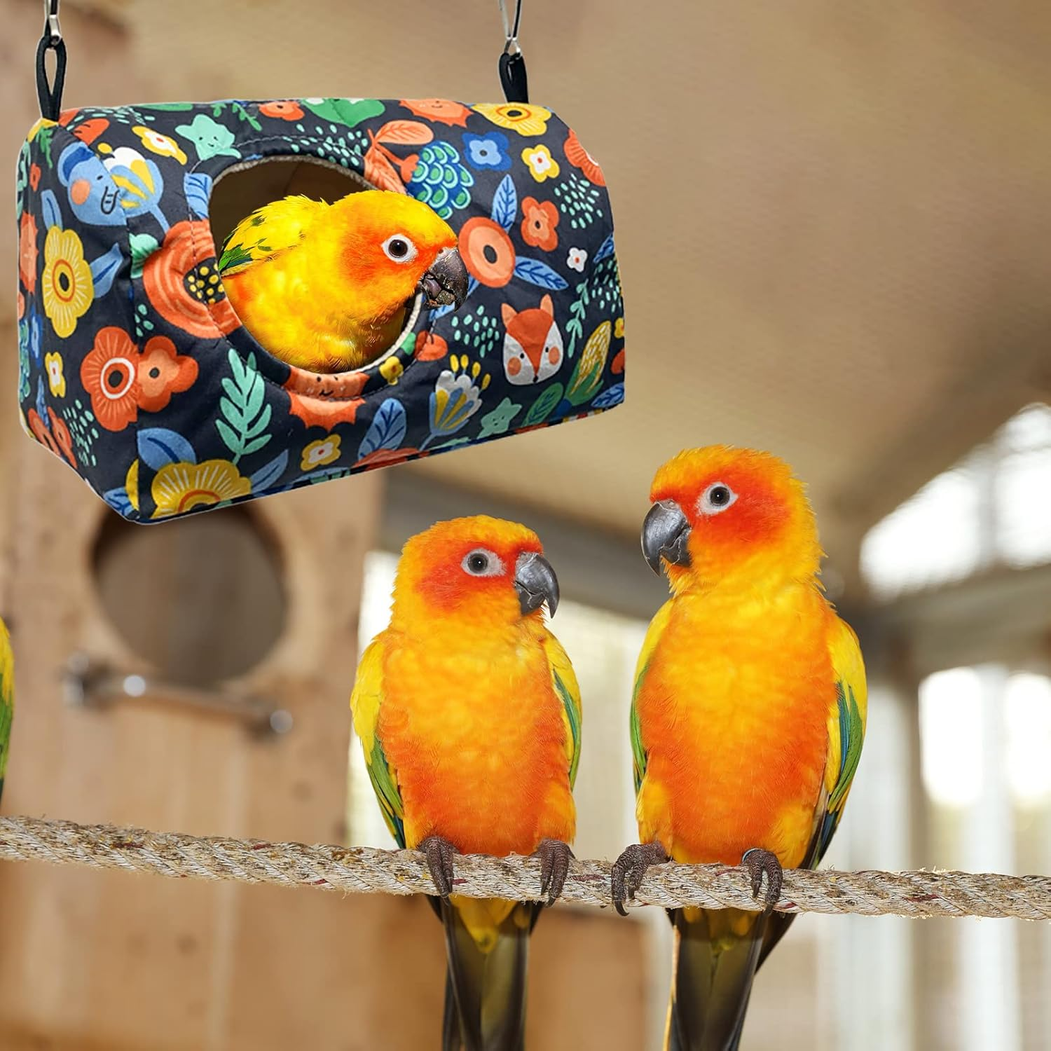 Shurung Bird Warm Bed Sleeping Nest House Snuggle Hanging Hut Hammock Hideaway Cave for Cockatiels Parakeets Budgies Lovebirds L image number 1