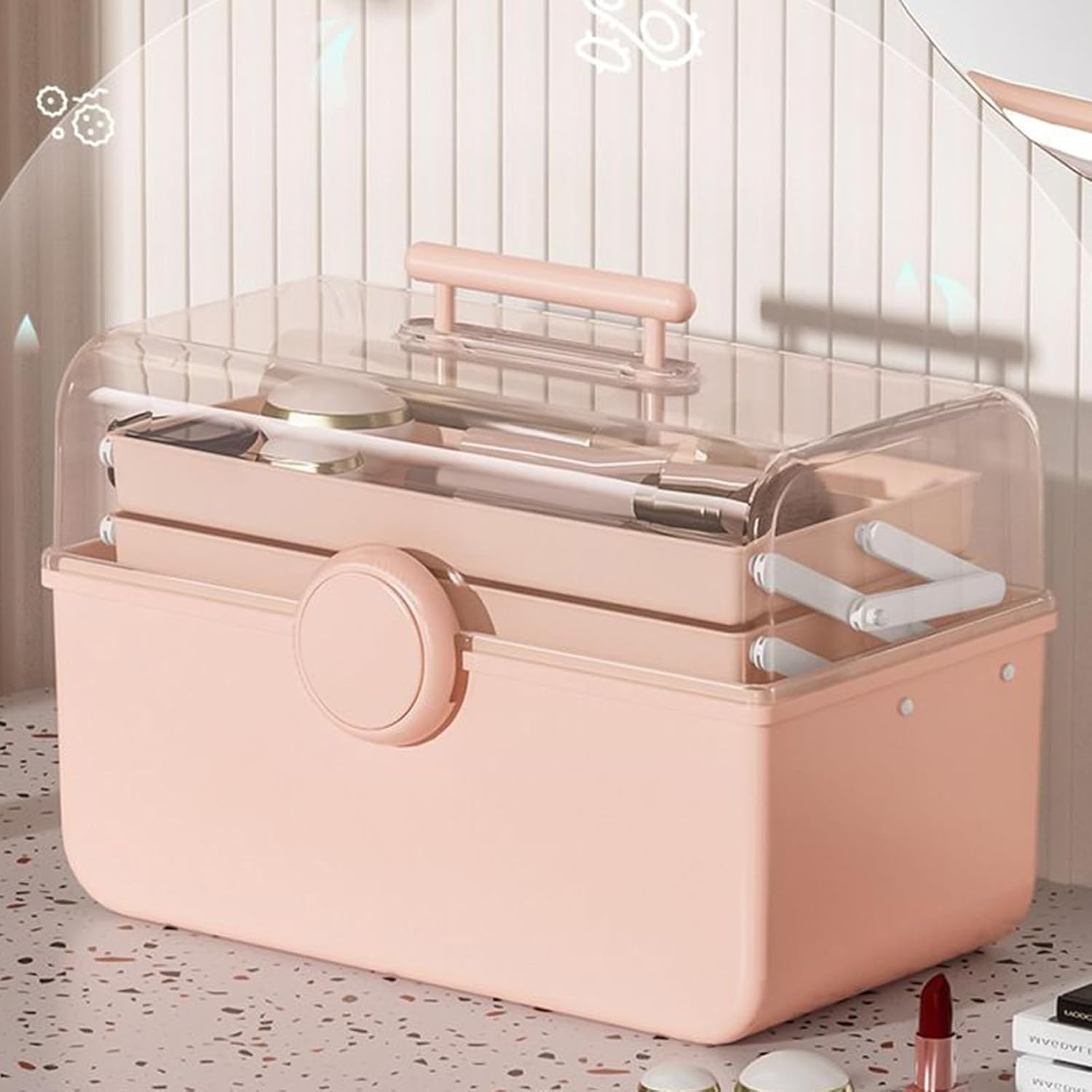 Hair Accessories Organizer Box, Dust-Proof Portable Art Craft Organizer, Makeup Holder Accessories Case Trays Storage for Baby Kids Ties Nail Supplies Office School Craft Home image number 2