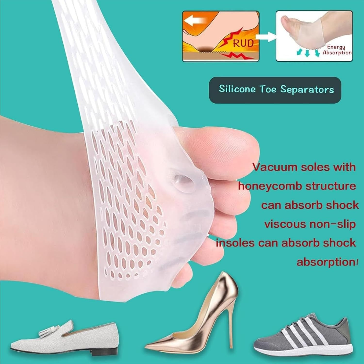 GHQHSQ Silicone Toe Separators for Women & Men, 4 Packs Toe Separators Bunion Corrector Cushion, Breathable Soft and Comfortable Gel Foot Cushions, Multiple Colors (4 Pairs) image number 6