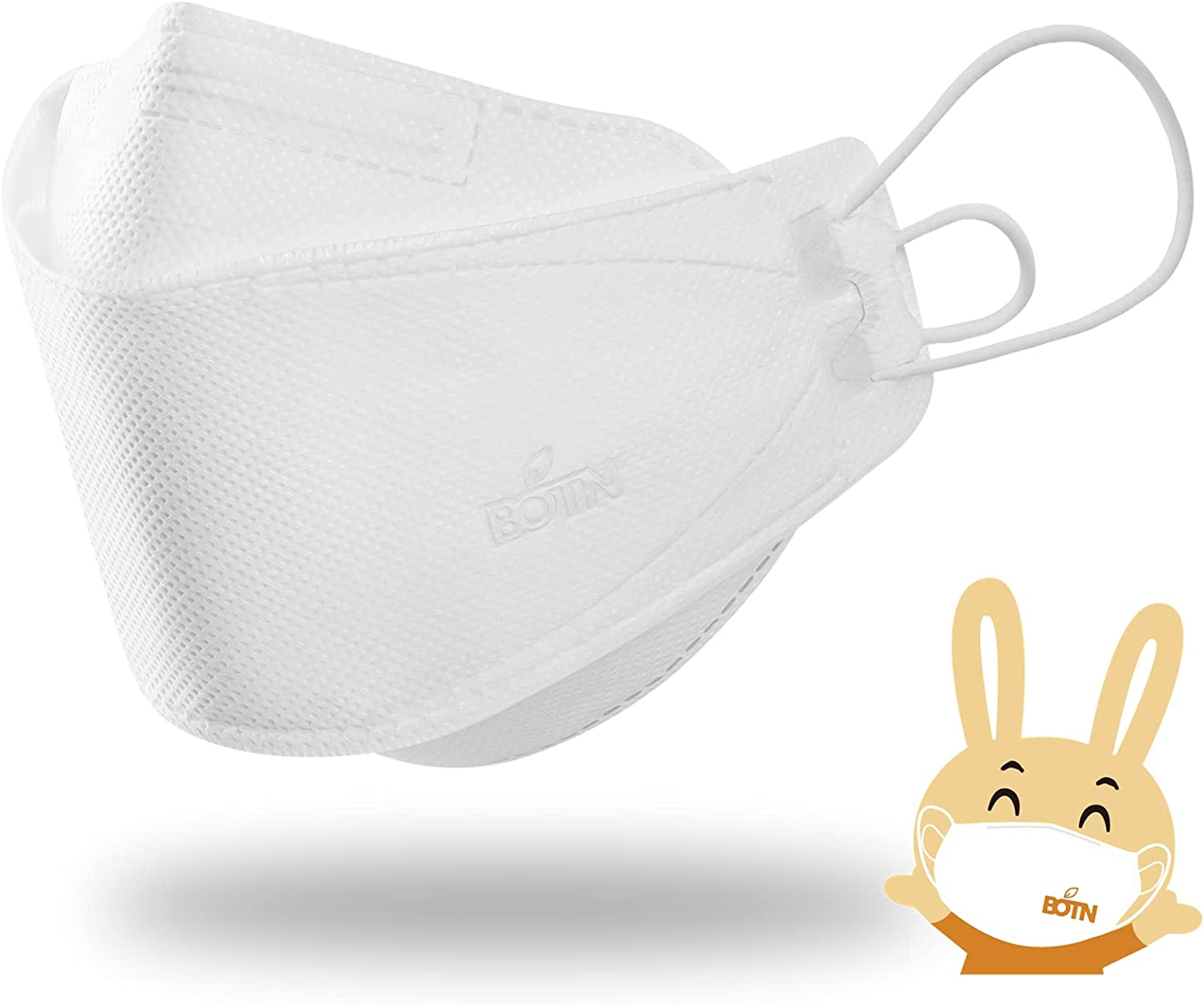 BOTN Child Fit 10Pcs KF94 Protective and Safety Face Mask, 4-Layer Filter and 3D Design, Adjustable Strap and Made in Korea (White, Small) image number 2