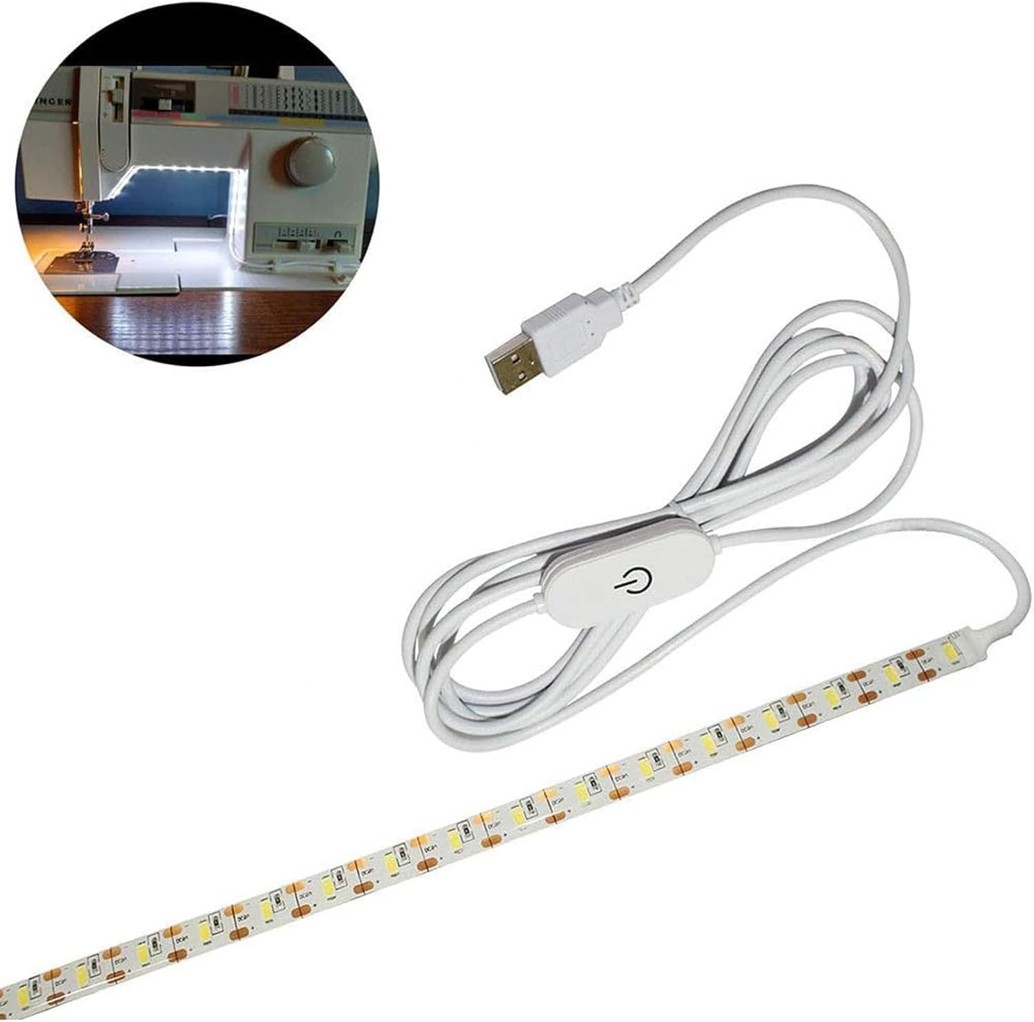 Tooloflife TF USB Sewing Machine Light - 5V 3.6W Super Bright 30Cm LED Strip with Touch Dimmer, IP55 Waterproof - for Cabinet, TV Background, Fits All Machines image number 3