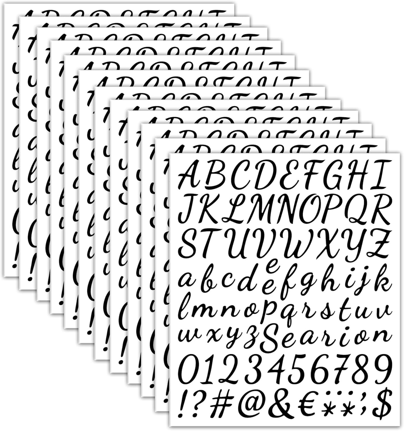12 Sheets Vinyl Letters Numbers Stickers Kit,1008 Pcs 1 Inch Self Adhesive DIY Cursive Sticker Alphabet Number Letter Decal for Signs, Classroom Decor, Door Window,Office,Mailbox,Crafts (White)