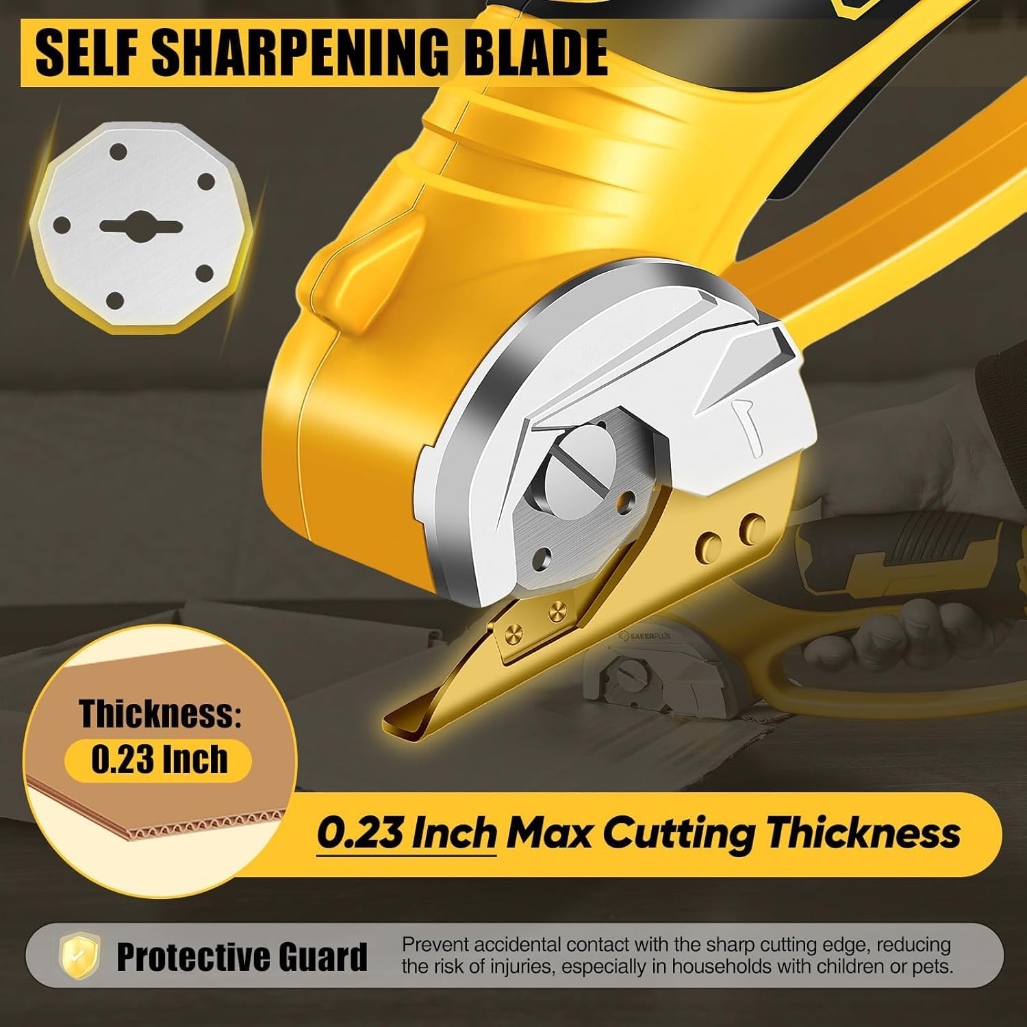 Cordless Electric Scissors,4V Rechargeable Cardboard Box Cutter Heavy Duty Fabric Scissor with Safety Lock & LED Light,Power Rotary Cutter for Leather Carpet Plastic Cutting,Sewing,Crafting