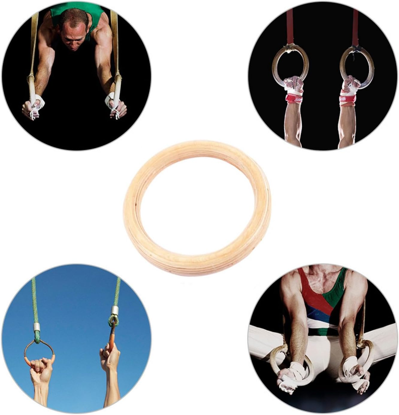 Fitness Gymnastic Rings, Wooden Rings for Strength Training, 28 MM 32 MM Fitness Ring, Pull up Rings Gym, Posture Adjusting Athletic Ring image number 4