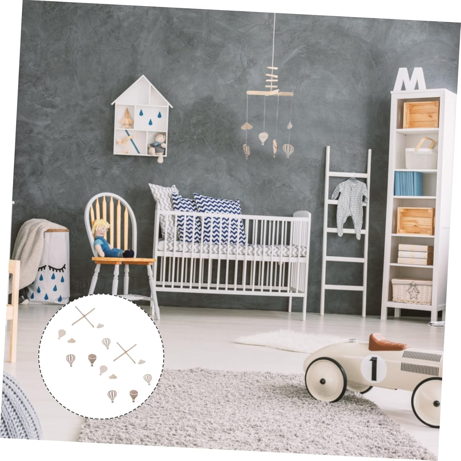 2Pcs Hot Air Balloon Wind Chimes Boys and Girls Decor Photo Prop Mobiles