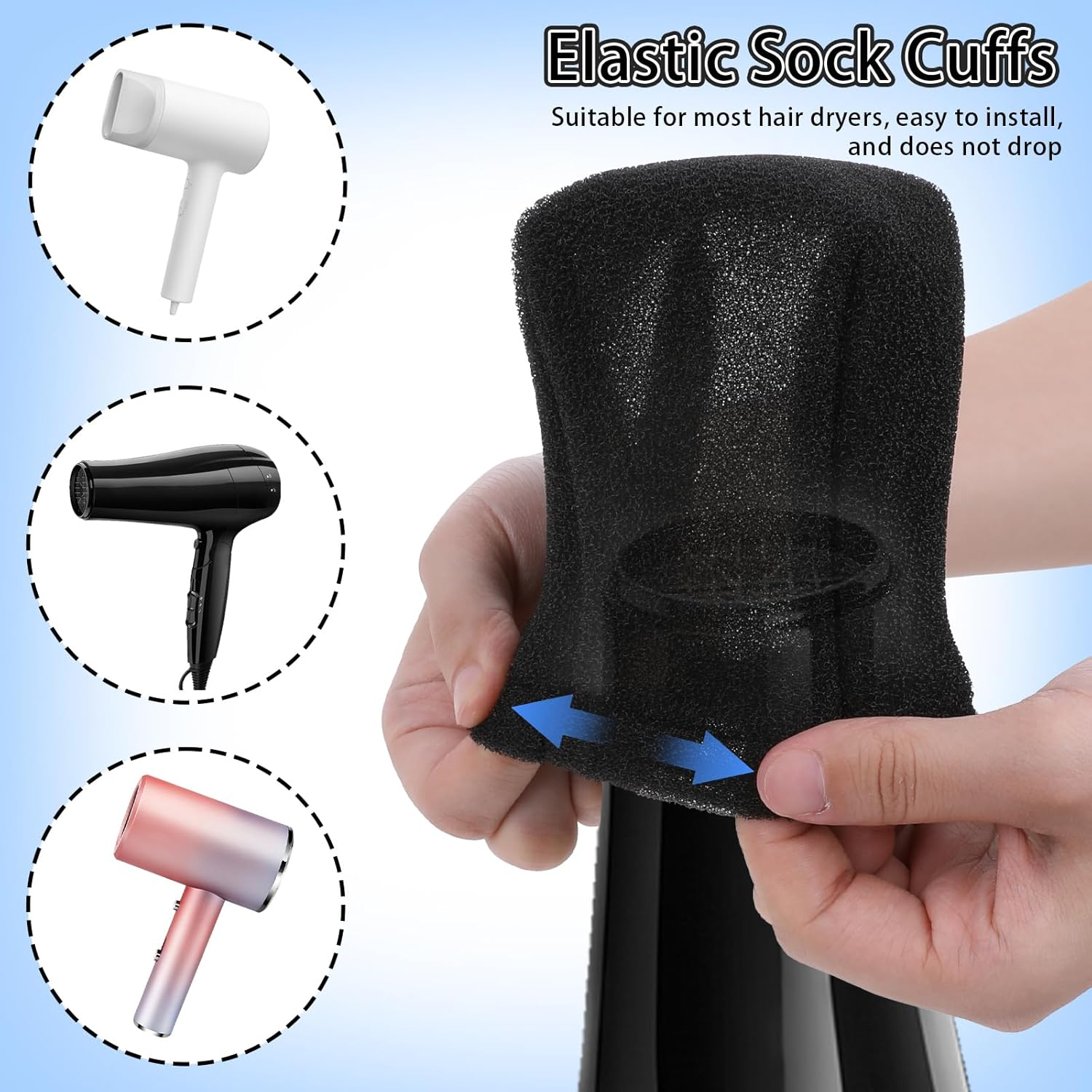 2Pcs Hair Dryer Sock Diffuser Cover Sponge Hair Dryer Diffuser Cover Universal Hair Dryer Attachment Portable Soft Curly Hair Diffuser Cap for Home Travel Hotel Hairstyling Accessories image number 5