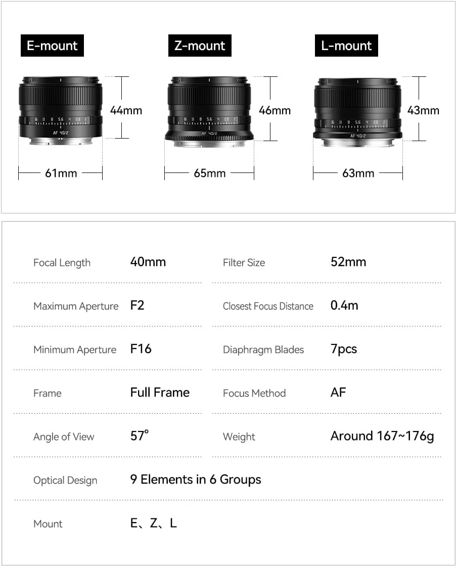 TTARTISAN AF 40Mm F2 Full Frame L Mount Lens, Compact Lightweight Auto Focus Cameras Lens Compatible with L Mount Cameras (Black) image number 6