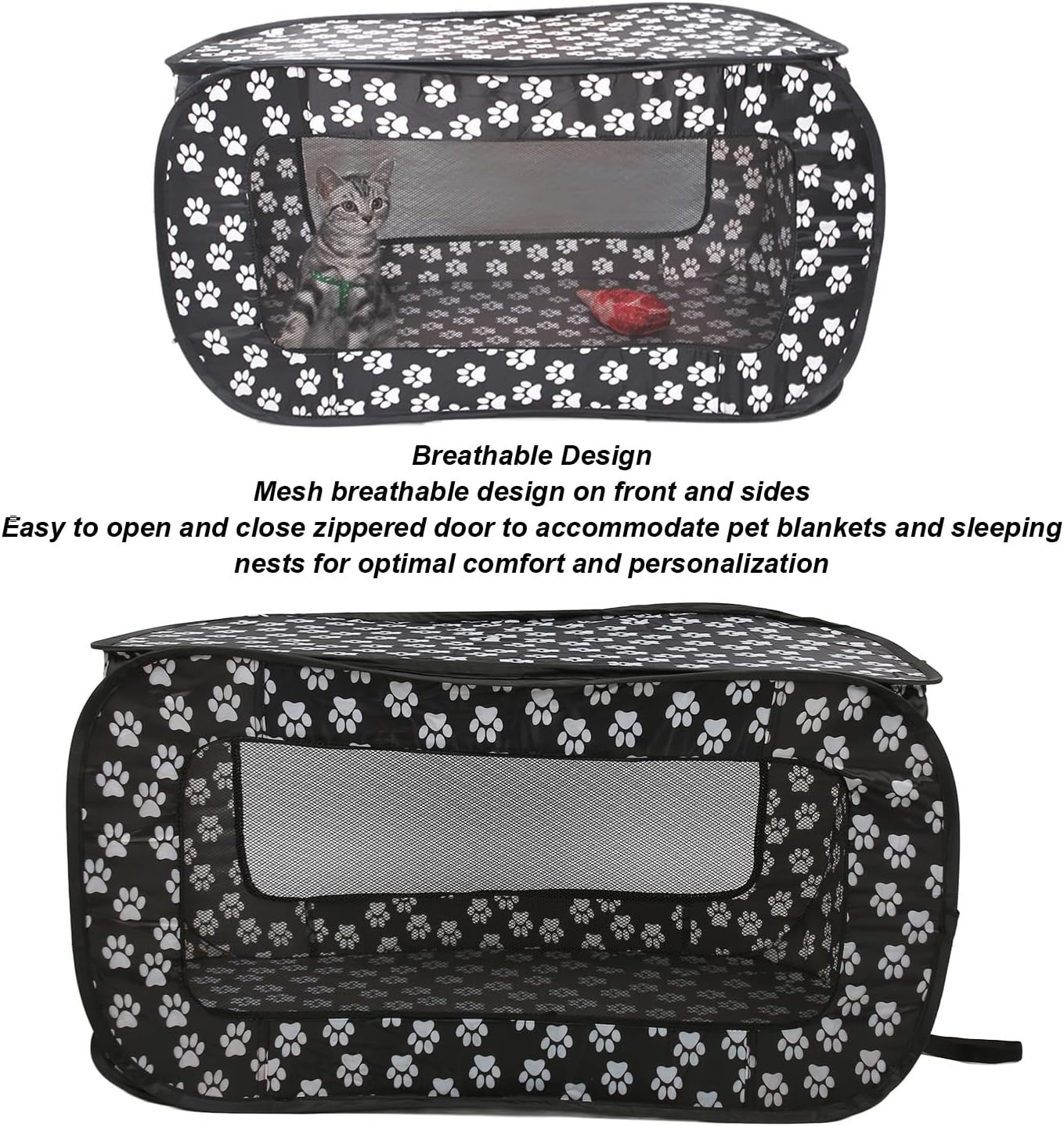 Portable Pet Playpen, Portable Cat Playpen, Foldable Dog Crate Exercise Kennel Tent, Easy to Use, for Pets Dogs Cats Indoor Outdoor Travel Camping Use, 34.3X16.5X17.7In image number 3