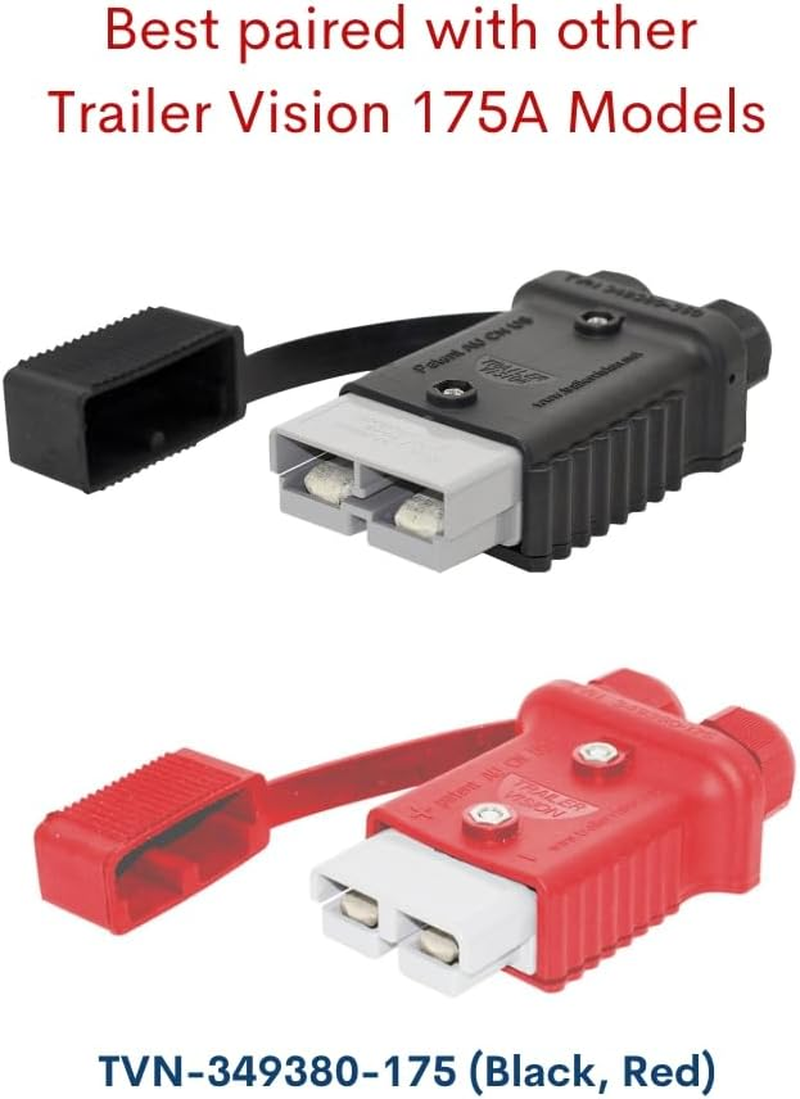 Trailer Vision SB 175 Anderson Plug Mounting Kit - 175 Amp Anderson Connector Type Cover Assembly with LED Indicator - UV Insulated Protection for Solar, Marine, Mobile, Industrial - 175A Black