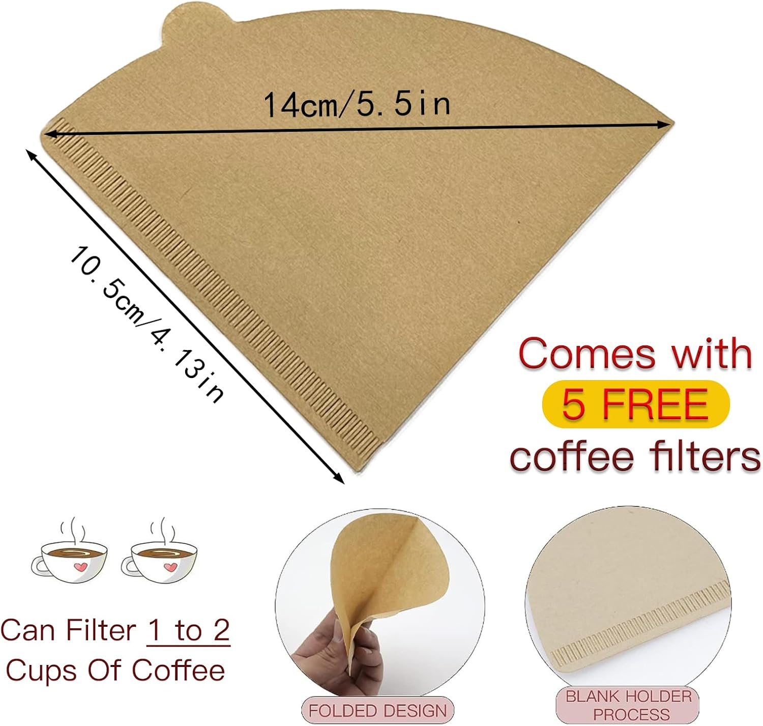 Collapsible Coffee Maker Filter, Reusable Coffee Dripper, Rubber Coffee Maker with 5Pcs Paper Filters, for Home, Camping, Travel, Office image number 4