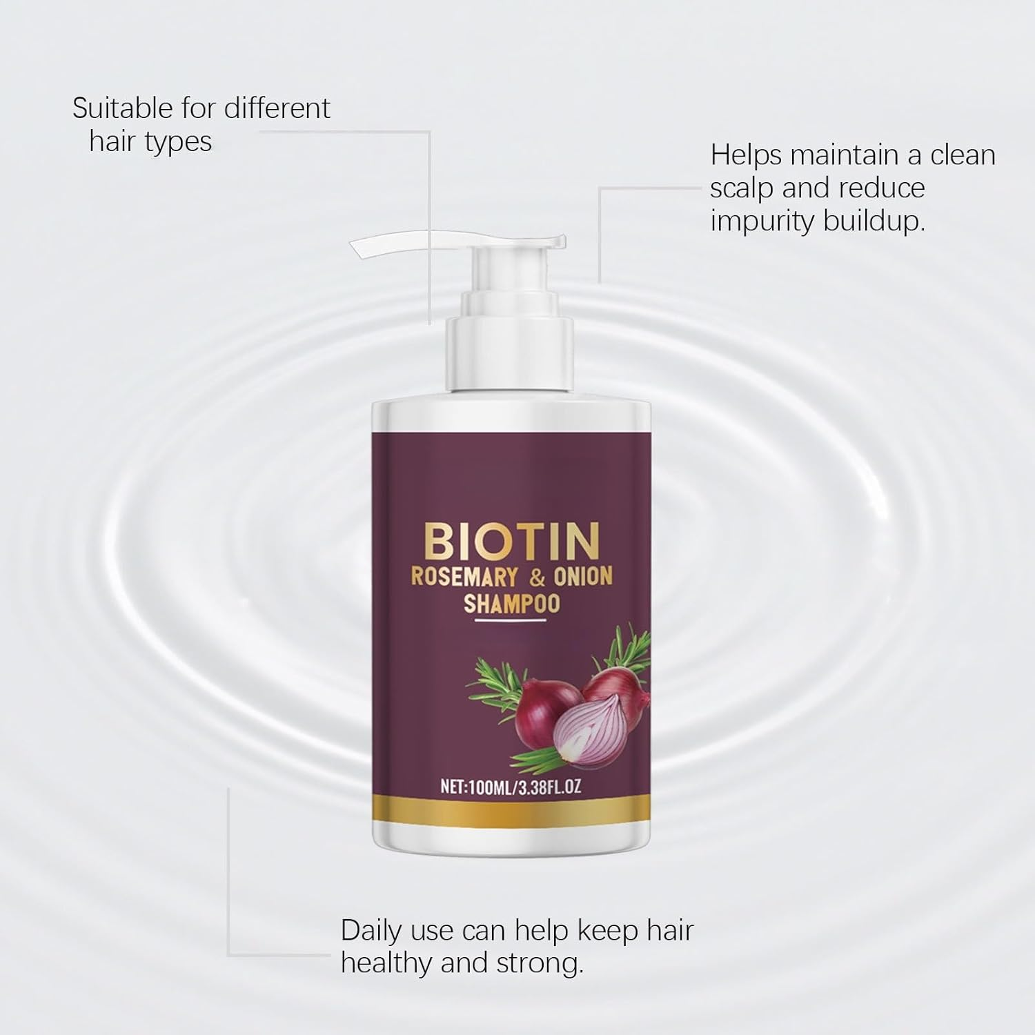 Onion Biotin & Rosemary Shampoo, Volumizing Shampoos for Thinning Hair & Greasy Hair Shampoo, Travel & Volumes Shampoos for Curly Hairs, Thicker & Stronger Hairs for Men & Women (2) - 2 image number 4
