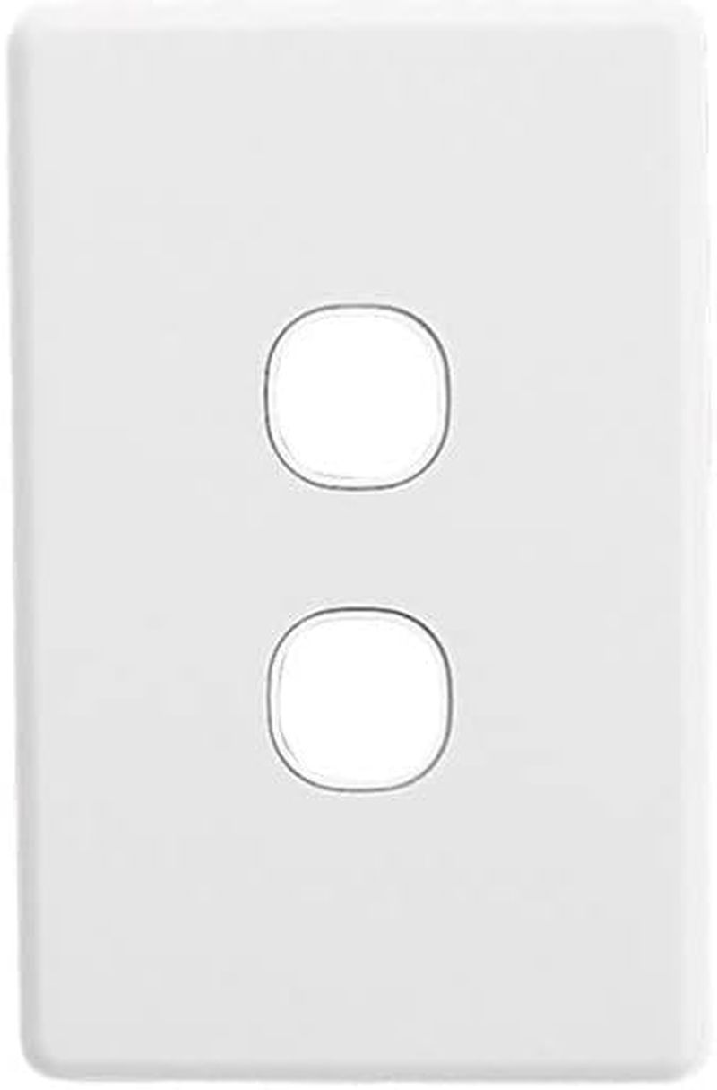 Clipsal C2000 Series 2 Gang Standard Switch Grid Plate and Cover, White Electric